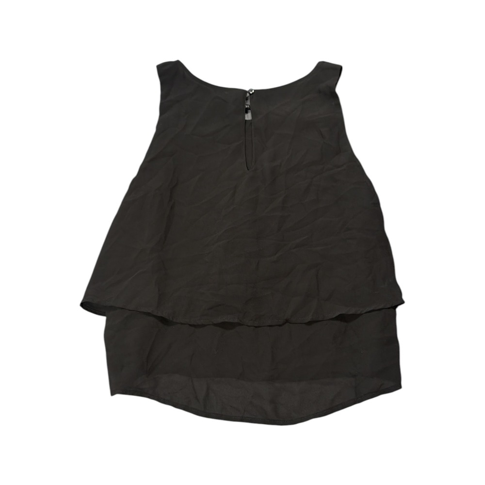 H&M Divided Womens Black Sleeveless Tiered Layered Blouse Size 2 Keyhole Back